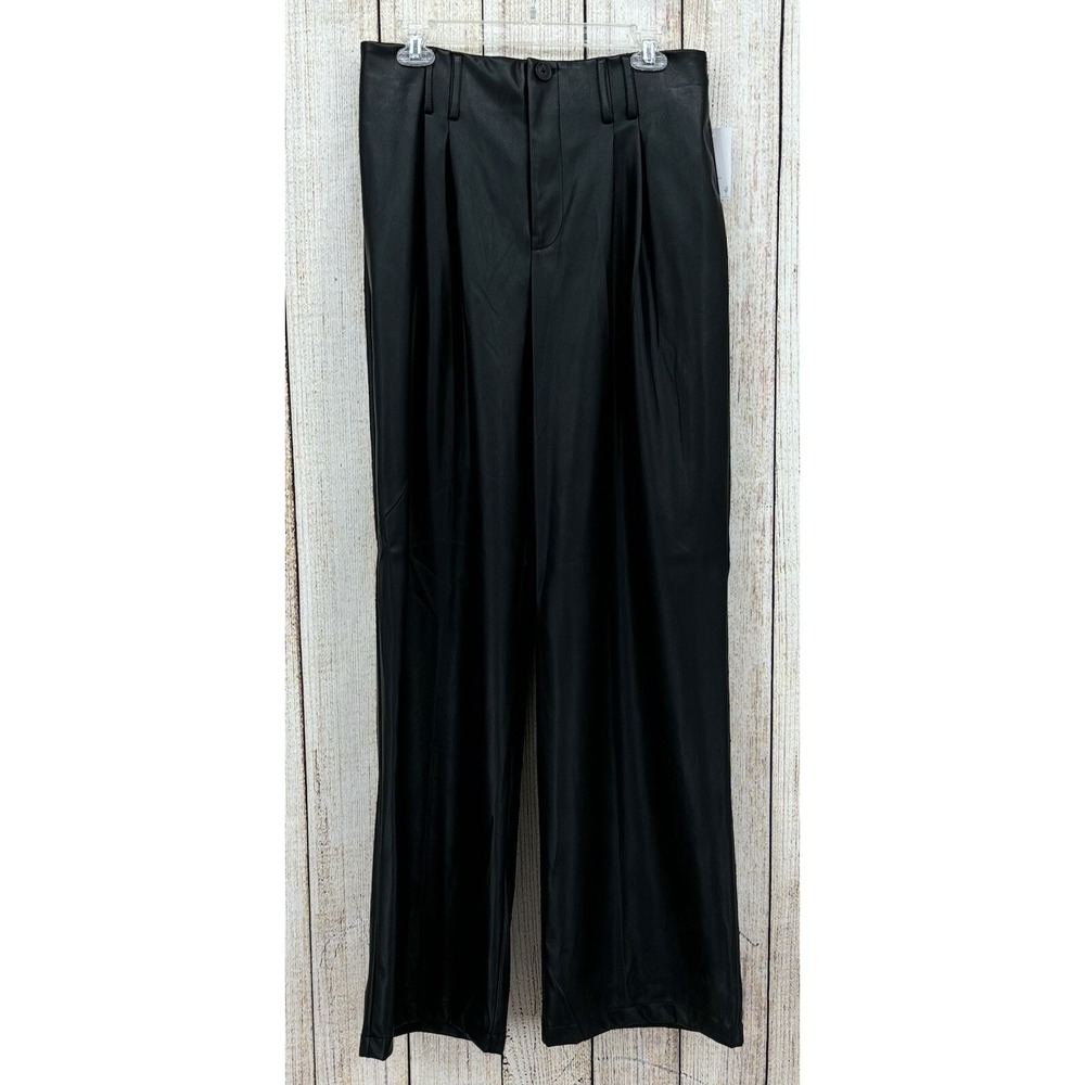 Sonoma Out of Office Wide Leg Trouser Juniors Sz 15 Black Faux Leather High Rise